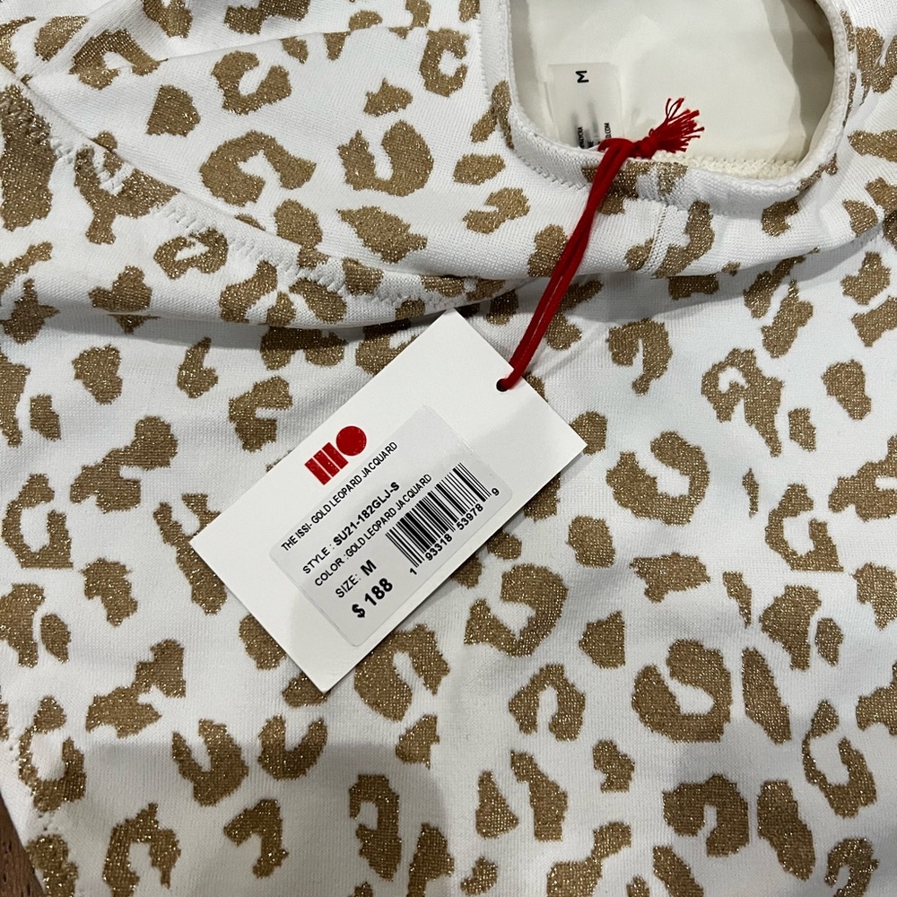 Solid & Striped Asymmetrical White And Tan One-Pi… - image 4